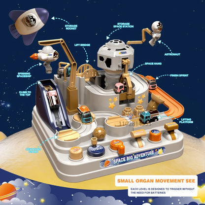 Car Train Track Sets Racing Rail Model Educational Toys Children Adventure Game Mechanical Interactive Animals Space Rocket Toy