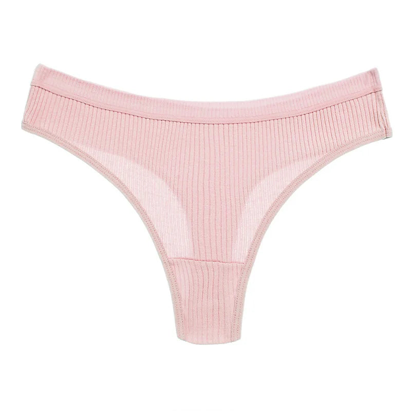 3Pcs/Lot Women's Panties Cotton Underwear Low Waist Briefs Girls Seamless Solid Color Underpant Female Sexy Tanga Thong T Back