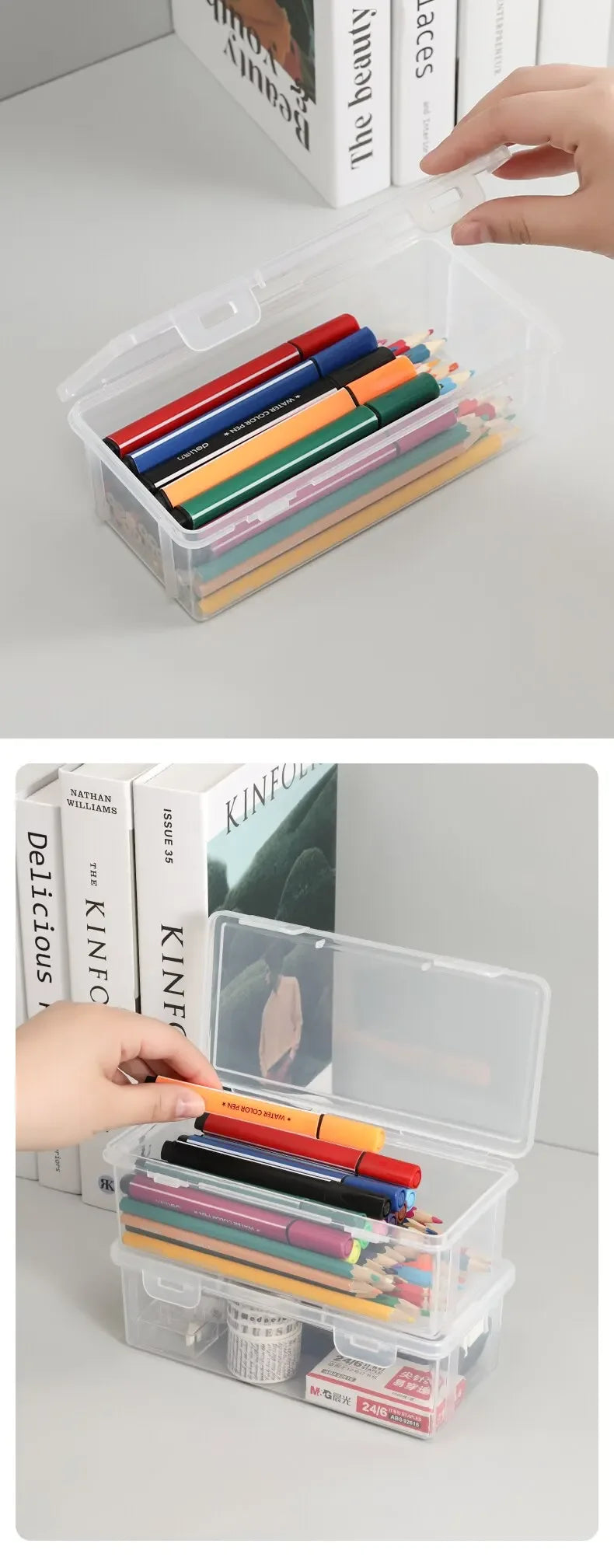 1PC Transparent Pencil Case Sketch Plastic Pencil Case Storage Case Art Student Pencil Case Large Capacity Toolbox