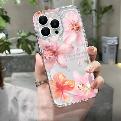 Transparent Cover Phone Case For iPhone 16 15 Pro Max 14 13 12 11 XS X XR 7 8 Plus SE2 Feshon Flowers Pattern