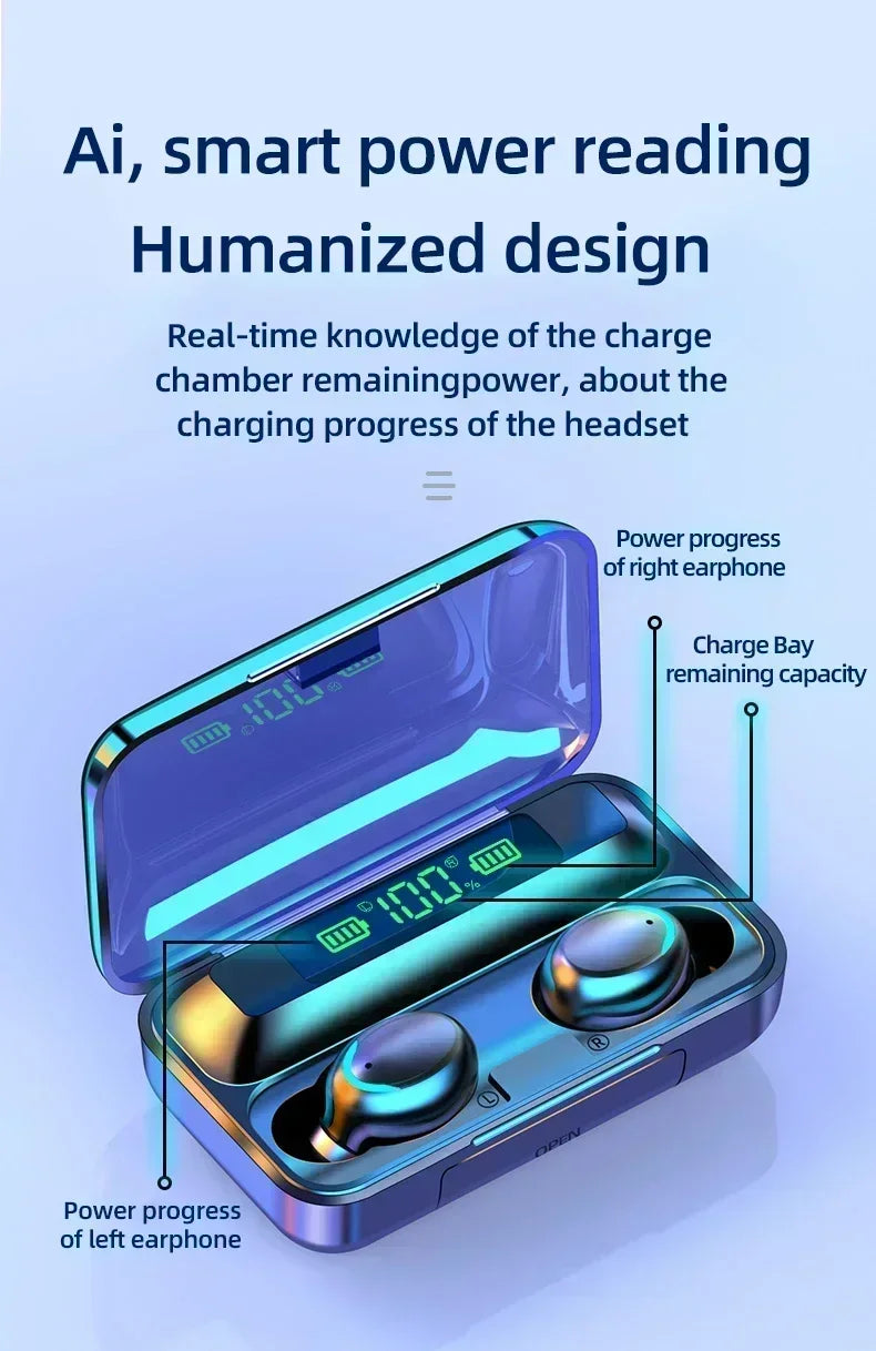 TWS Bluetooth Headphones 9D Stereo High Bass Sport Earphones Handfree Touch Control Tws Wireless Earbuds Waterproof Headset