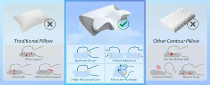 1pc Memory Foam Cervical Pillow Fast Rebound Memory Sleeping Pillows 2in1 Ergonomic Orthopedic Pillow for Neck Pain Neck Pillow