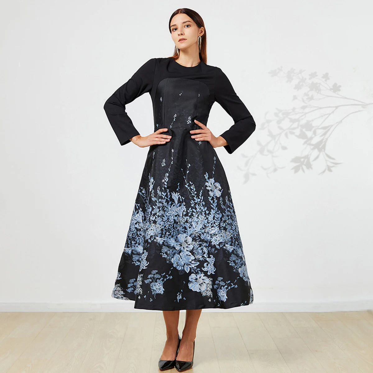 Women Luxury Long Maxi Jacquard Dress Ladies Floral Elegant Dresses New Year Ball Gown Casual Evening Party Maxi Clothing