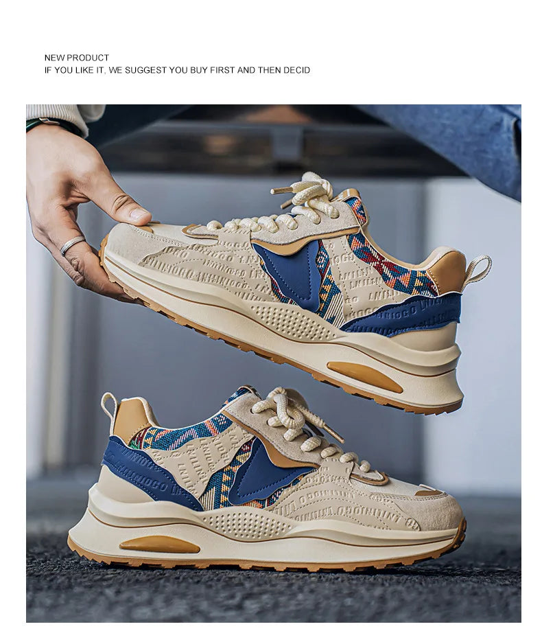 Men's Shoes 2025 Spring New Casual Versatile Comfortable Fashion Trend Niche Non-slip Wear-Resistant Retro Sneakers