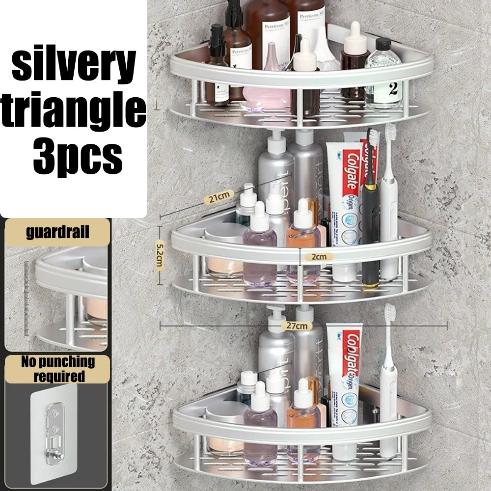 Bathroom Shelf Bathroom Towel Rack Shelves Wall Shower  Shampoo Rack No Drill Shelf Bathroom Tripod Storage Rack