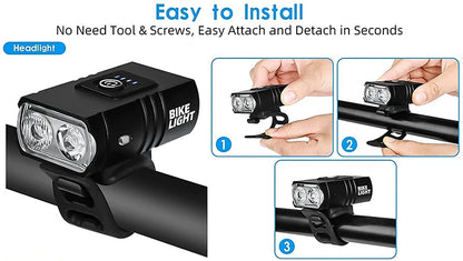 1000LM Bike Light Headlight T6 Bicycle Flashlight LED USB Rechargeable Torch Cycling Front Lamp High Beam Accessories