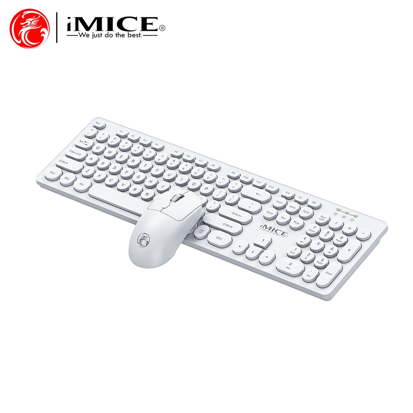 Wireless Keyboard and Mouse Combo - Full Size Wired Backlit Gaming Keycaps Optical Mouse with Adjustable DPI for Business Office