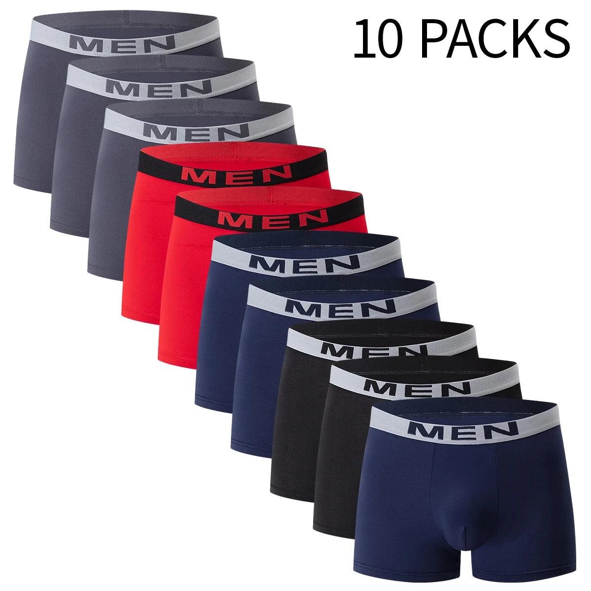4/10 Pack Teenagers To Adults Parent-child Boyshort Simple Fashion Multi-size Shorts Men's Comfortable Underwear Elastic Waist P