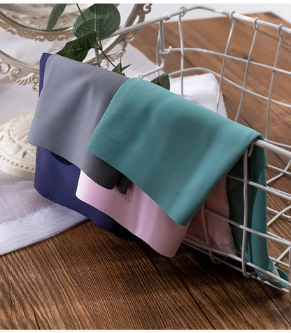 3Pcs Plus Size Underwear Women's Panties Ice Silk Solid Color Ladies Seamless Underpant Girls Briefs Breath Sexy Lingerie Female