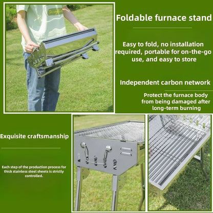 شواية من الفولاذ المقاوم للصدأ، شواية منزلية قابلة للطي، شواية محمولة، للاستخدام الخارجي! أحضر معك شواية إلى عالم التخييم.