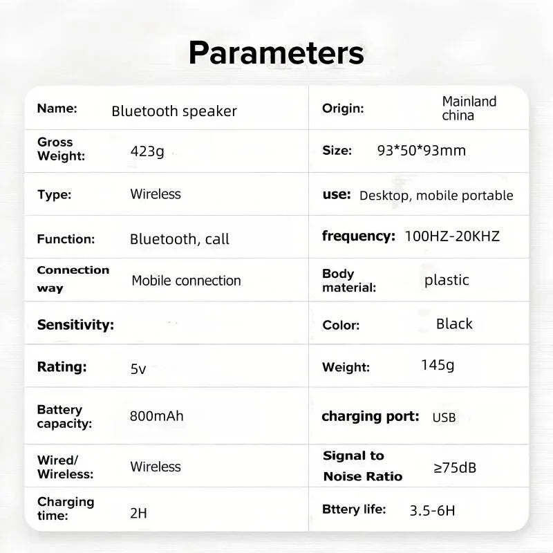 Wireless Speaker Rechargeable Bluetooth-compatible Speaker with Colorful Light Portable Mini Speaker for Home Outdoor Camping