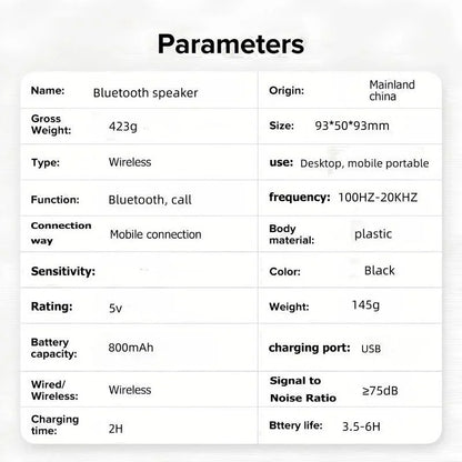 Wireless Speaker Rechargeable Bluetooth-compatible Speaker with Colorful Light Portable Mini Speaker for Home Outdoor Camping