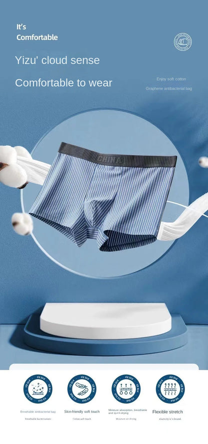 1Pcs Boxer Shorts Men's Underwear Sexy Panties Cotton Striped Man Underpants Male Boxers Homme U Convex Lingerie Free Shipping