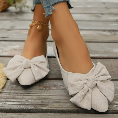 Women's Shoes 2025 Spring Pointed Women's Flats Fashion Bow Loafers Slip on Walking Flat Shoes Ladies Shallow Comfort Sneakers