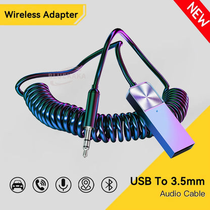 Wireless Bluetooth 5.4 Audio Receiver Dongle USB To 3.5mm Aux Jack Car Audio Handsfree Kit For Car Receiver BT Transmit With Mic