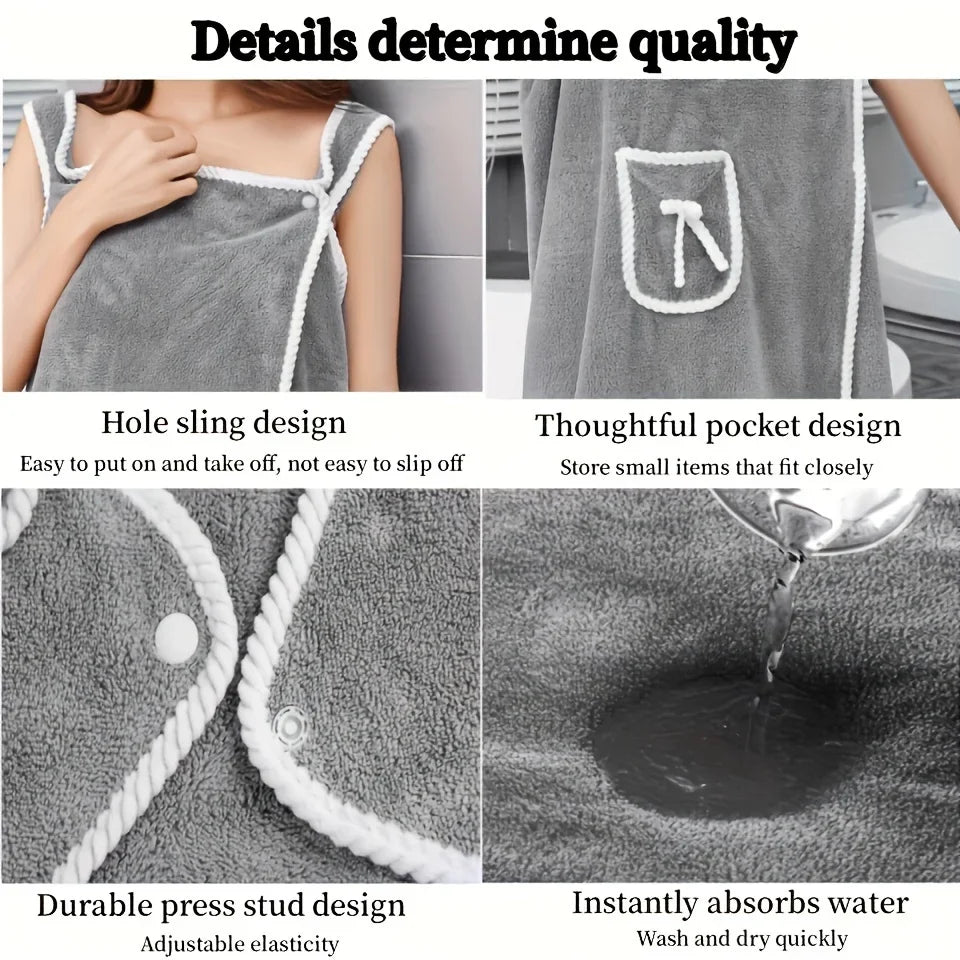 Bath Towel Household Women Wearable Wrap Adults Absorb Water Polyester Dry Hair Skirt Long Style Bathroom Washable Bathrobe