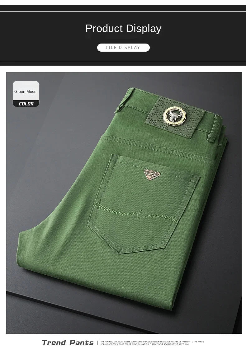 Seven-Color Stretch Jean Men's Trendy Wild Simple 97% Cotton High-End Slim-Fitting Small Straight Casual Men's Clothing Trousers