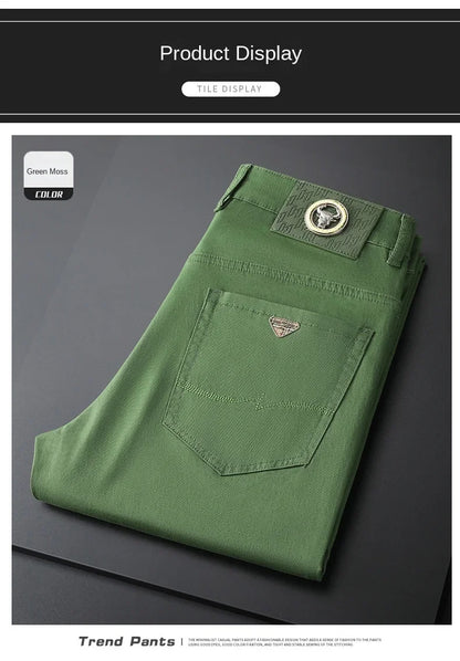 Seven-Color Stretch Jean Men's Trendy Wild Simple 97% Cotton High-End Slim-Fitting Small Straight Casual Men's Clothing Trousers