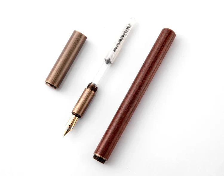 Luxury Retro Wood Bronze Fountain Pen Office Business Writing Art Calligraphy Ink Pens 0.5mm School Student Stationery Gifts