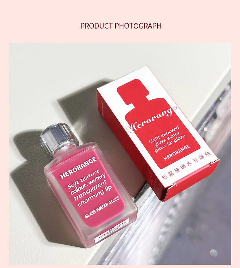 HERORANGE Light Glass-Like Lip Lacquer - Mirror Shine, Hydrating Formula; Smudge-Proof, Long-Wear, and Skin-Brightening