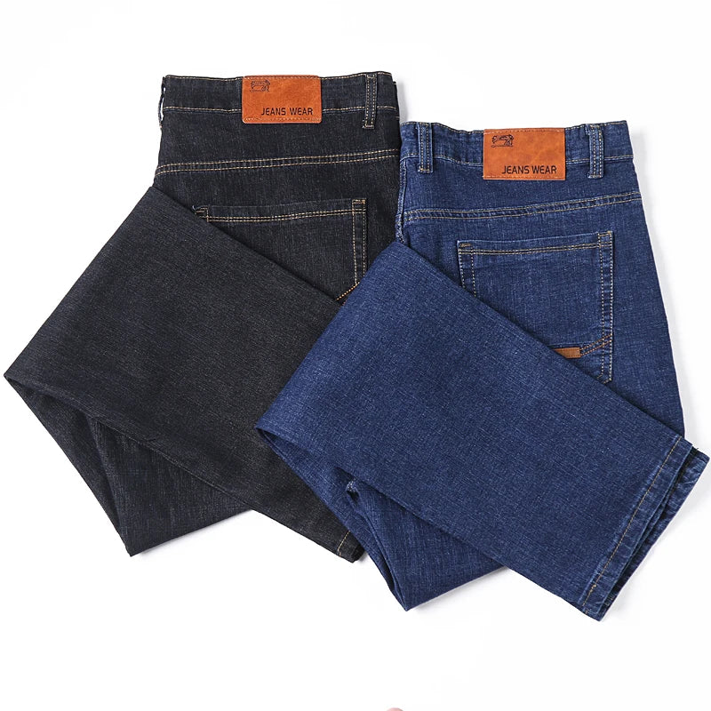 Men Light Luxury Elastic force loose Fit Pants Comfortable Soft Business Fashion ventilate Casual Denim Trousers Male Clothing