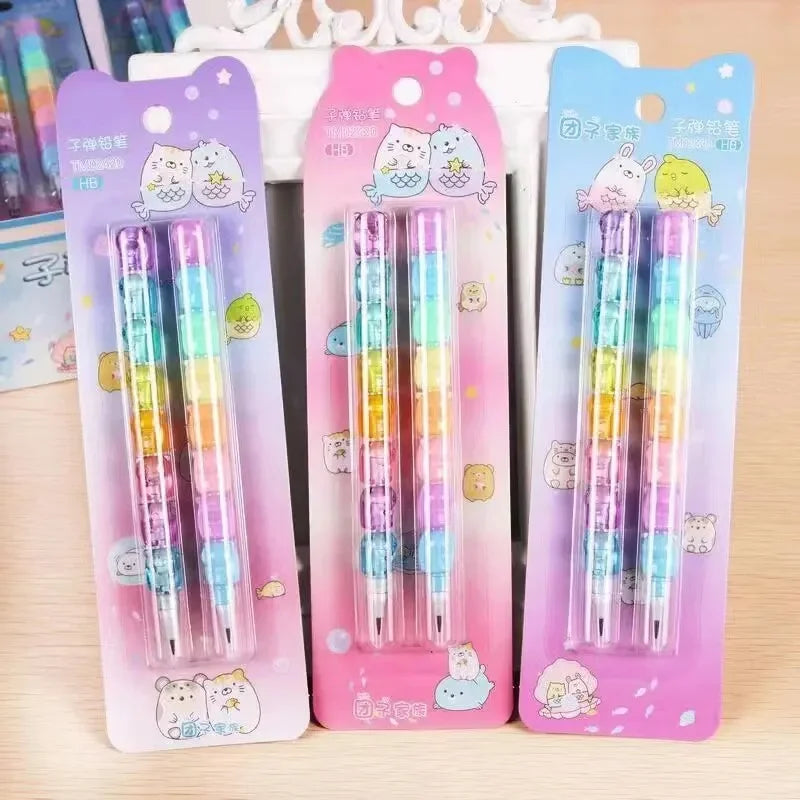 2-Pack Adorable Bear Mechanical Pencils - No-Sharpening Design for School, Office & Gift Giving