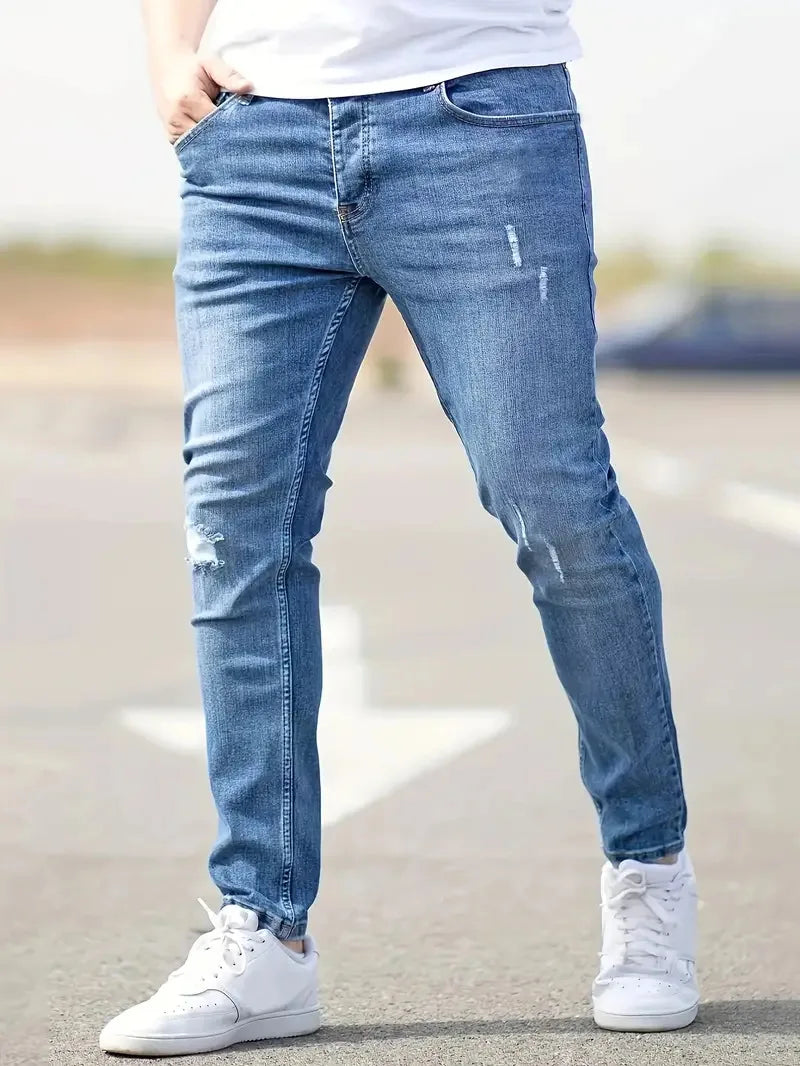 Mens Jeans Casual Skinny Pants Stretch Denim Trousers Male Slim Fit Straight Pants Fashion Jeans Soild Pencil Pants Man Clothing