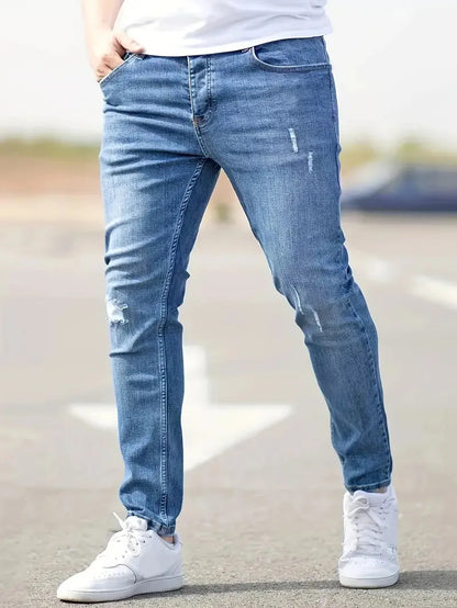 Mens Jeans Casual Skinny Pants Stretch Denim Trousers Male Slim Fit Straight Pants Fashion Jeans Soild Pencil Pants Man Clothing