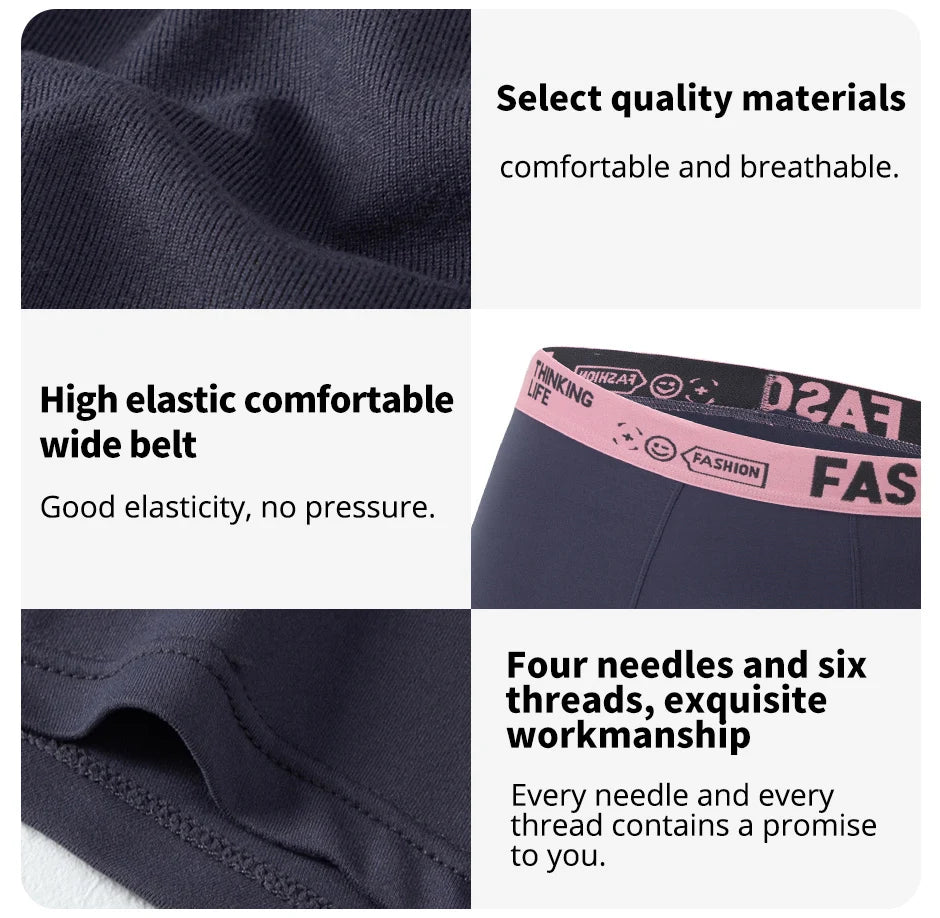 4/10 Pack Teenagers To Adults Parent-child Boyshort Simple Fashion Multi-size Shorts Men's Comfortable Underwear Elastic Waist P