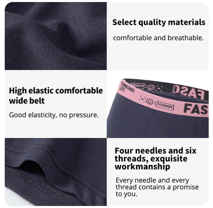 4/10 Pack Teenagers To Adults Parent-child Boyshort Simple Fashion Multi-size Shorts Men's Comfortable Underwear Elastic Waist P