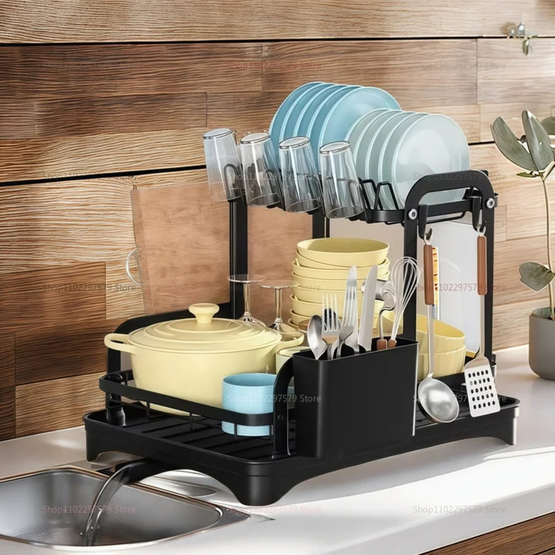 Kitchen utensil storage rack, multifunctional drainage rack on the countertop, convenient for storing utensils in the kitchen