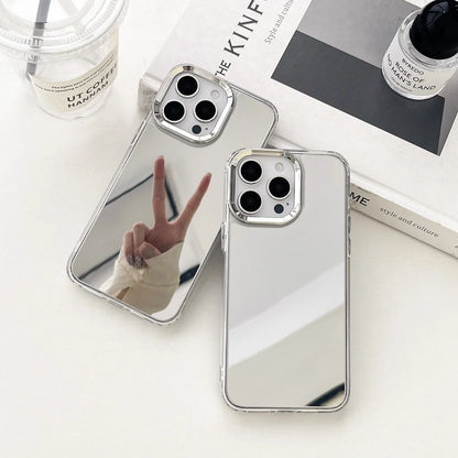 Luxury Plating Make Up Mirror Phone Case For iPhone 16 15 14 13 12 11 Pro Max XR X XS Hard Acrylic Shockproof Bumber Cover