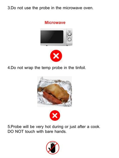 Wireless Bluetooth BBQ Probe Thermometer for Kitchen & Barbecue - Accurate Food & Meat Temperature Measurement