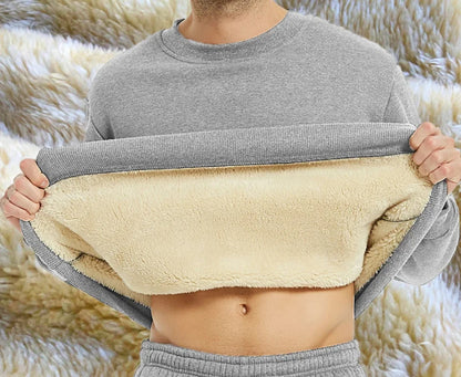 Men's New Winter Warm Fleece Lined T Shirt Thick Crew Neck Solid Basic Pullover Sweatshirt Thermal Comf Underwear Tops Clothing