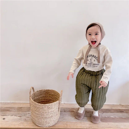 Children's Clothing From 2 To 7 Years Winter Kids Warm Cotton-Padded Trousers Baby Girls Thick Pants Toddler Boys Wear Clothes