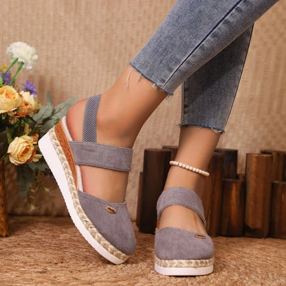 Women's Shoes 2024 Brand Closed Toe Women's Sandals Hot Sale Casual Sandals Women Round Toe Slip on Wedges Platform Shoes Ladies