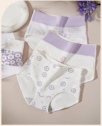 4Pcs/Set Cotton Panties Women High Waist Slimming Underwear Cute Print Young Girls Briefs Plus Size M-4XL Soft Female Lingerie