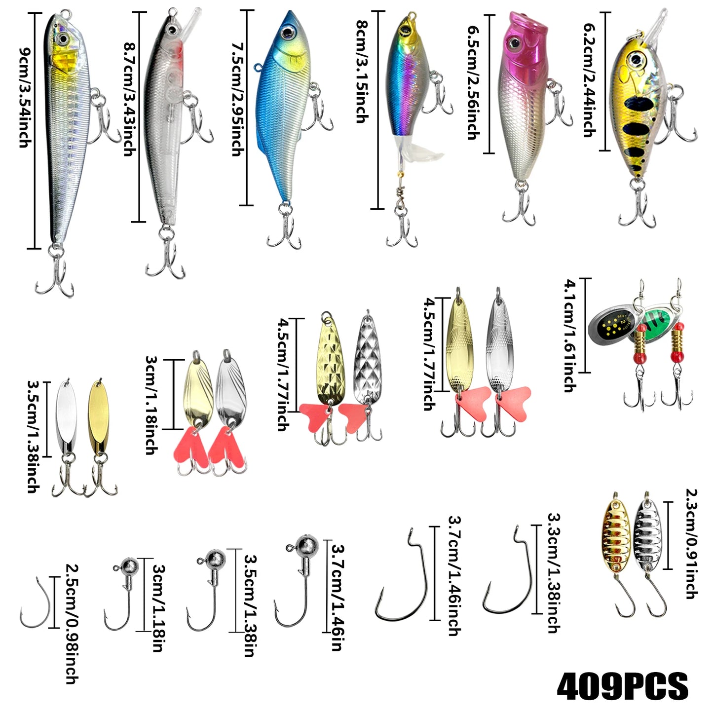 Fishing 83/133/193/239/409pcs Fishing Lure Kit For Trout/Pike/Bass Multi-Lure Fishing Set Layered Tackle Pro Gear Tackle Box