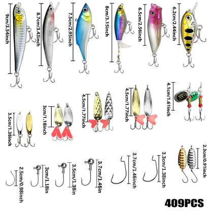 Fishing 83/133/193/239/409pcs Fishing Lure Kit For Trout/Pike/Bass Multi-Lure Fishing Set Layered Tackle Pro Gear Tackle Box