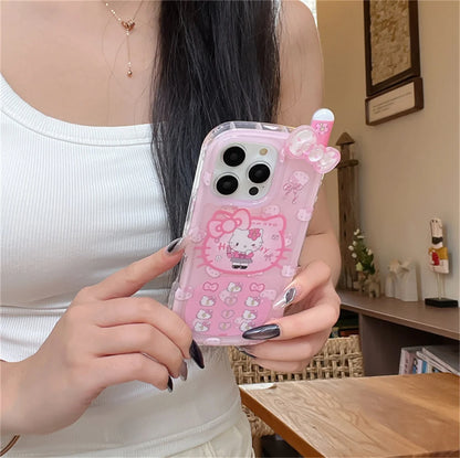 Korean Cute 3D Mobile Phone Cover For iPhone 16 Pro 15 14 Pro Max 15 Promax Case Kawaii Hello Kitty Cartoon Shockproof Cases