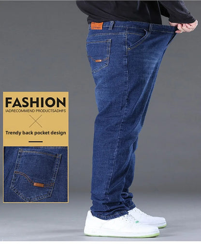 Men Light Luxury Elastic force loose Fit Pants Comfortable Soft Business Fashion ventilate Casual Denim Trousers Male Clothing