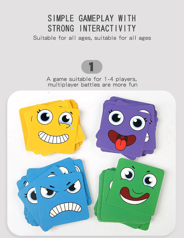 Kids Emotions Expression Game Wooden Cube Face Changing Board Cartoon Puzzle Toy Montessori Thinking Challenge Games