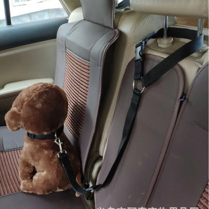 Solid Color Two-in-one Pet Car Seat Belt Nylon Lead Leash Backseat Safety Belt Adjustable Dogs Harness Collar Pet Accessories