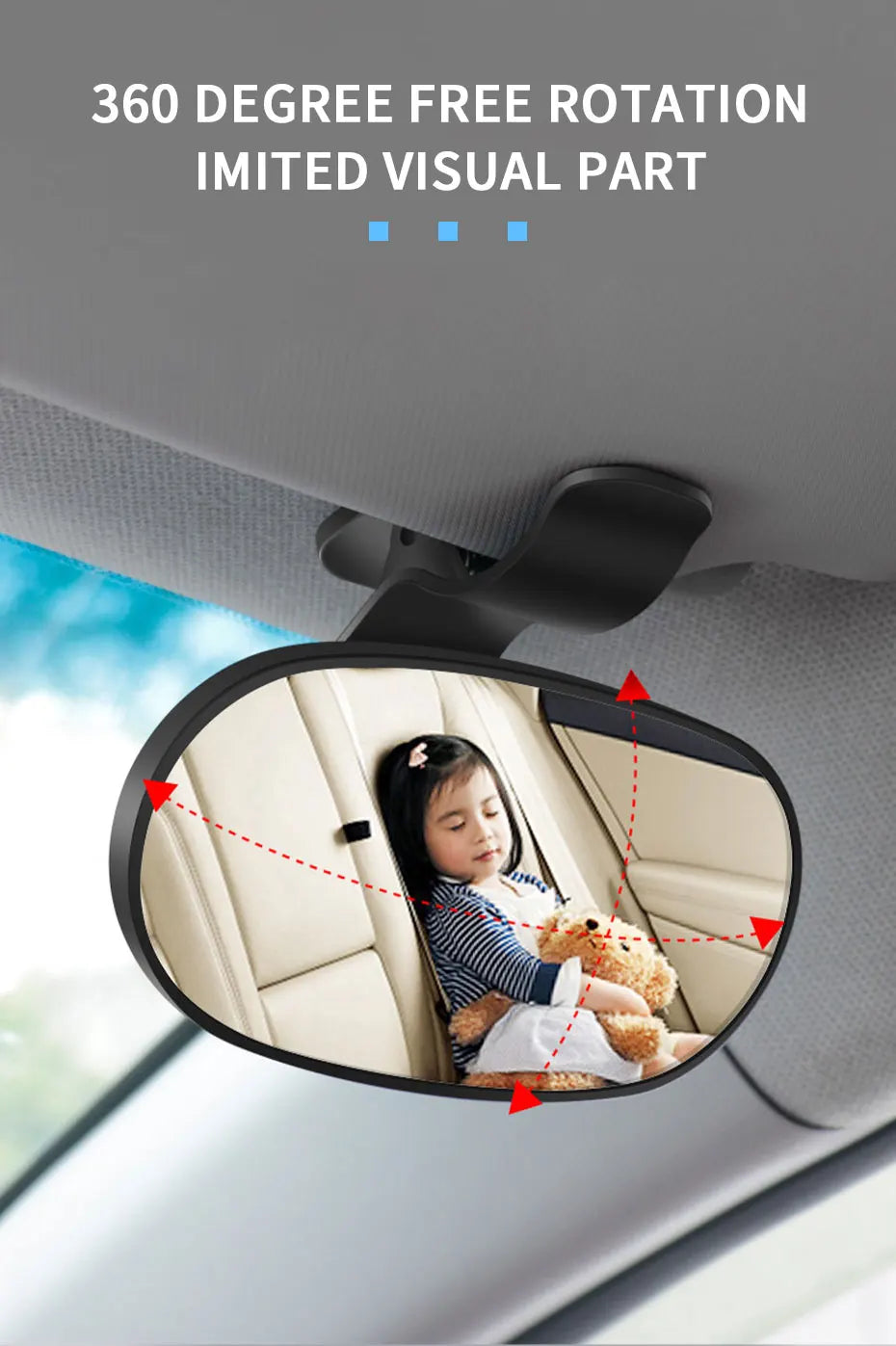 Interior Car Baby Mirror Rear Seat Baby Kids Monitor Mirrors For Safety Auto Windshield Suction Cup Sun Visor Plate Clip Mirror