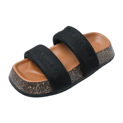 Women's Shoes Alphabet Fashion Casual Slippers 2022 New Summer Thick Bottom Non-slip Medium Heel Sandals for Outer Wear