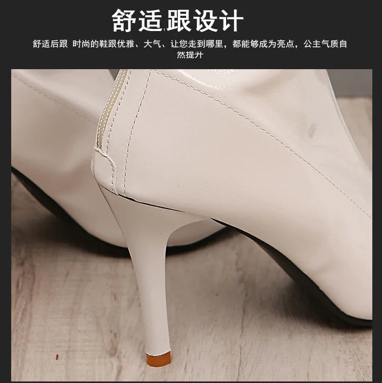 Women's Shoes 2024 High Quality Slip-on Women's Boots Fashion Pleated Office and Career Sexy Pointed Zapatos