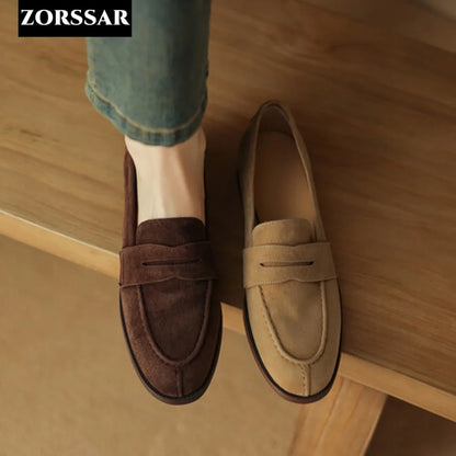 Shoes for Women 2024 Summer Brown Casual Flats Ladies Shoe Fashion Suede Loafers Soft Sole Non-Slip Feminino Zapatos Mujer