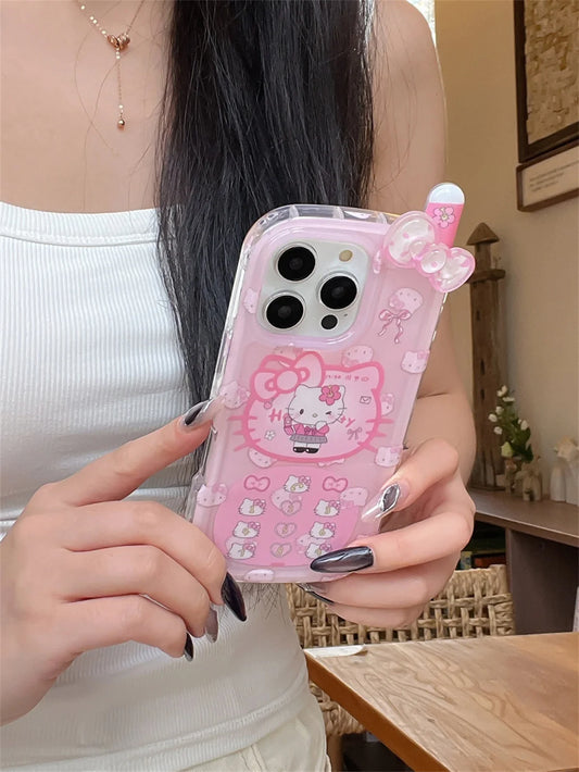 Korean Cute 3D Mobile Phone Cover For iPhone 16 Pro 15 14 Pro Max 15 Promax Case Kawaii Hello Kitty Cartoon Shockproof Cases