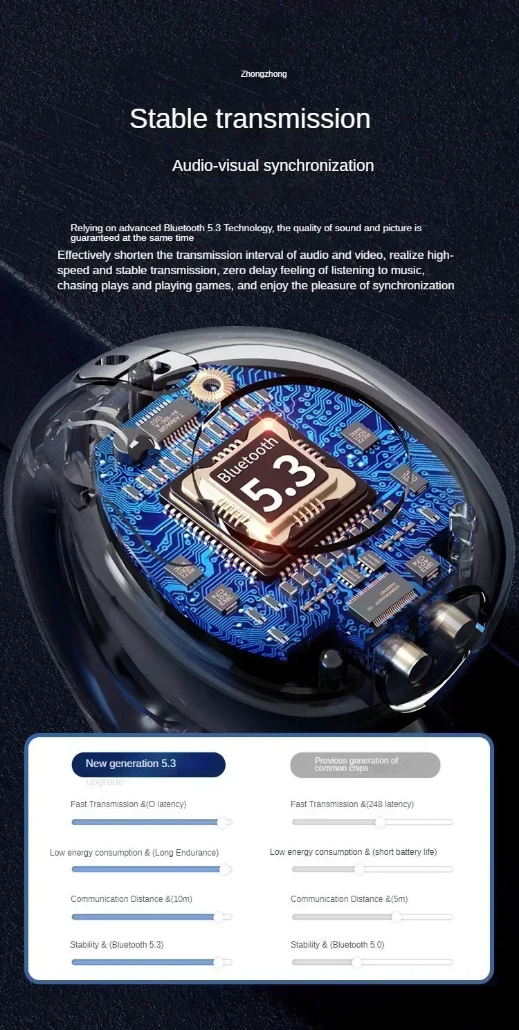 New Fone Bluetooth Headset 5.3 Wireless Air Conduction Headphones Clip Ear Music Noise Canceling HD Call Sports Gaming Earphone