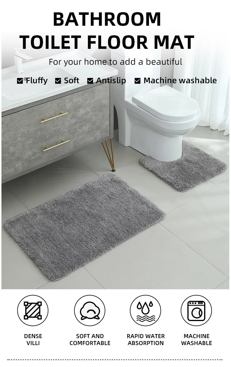 A small bathroom mat, non-slip, absorbent mat, thick U-shaped, simple solid color floor mat, toilet mat